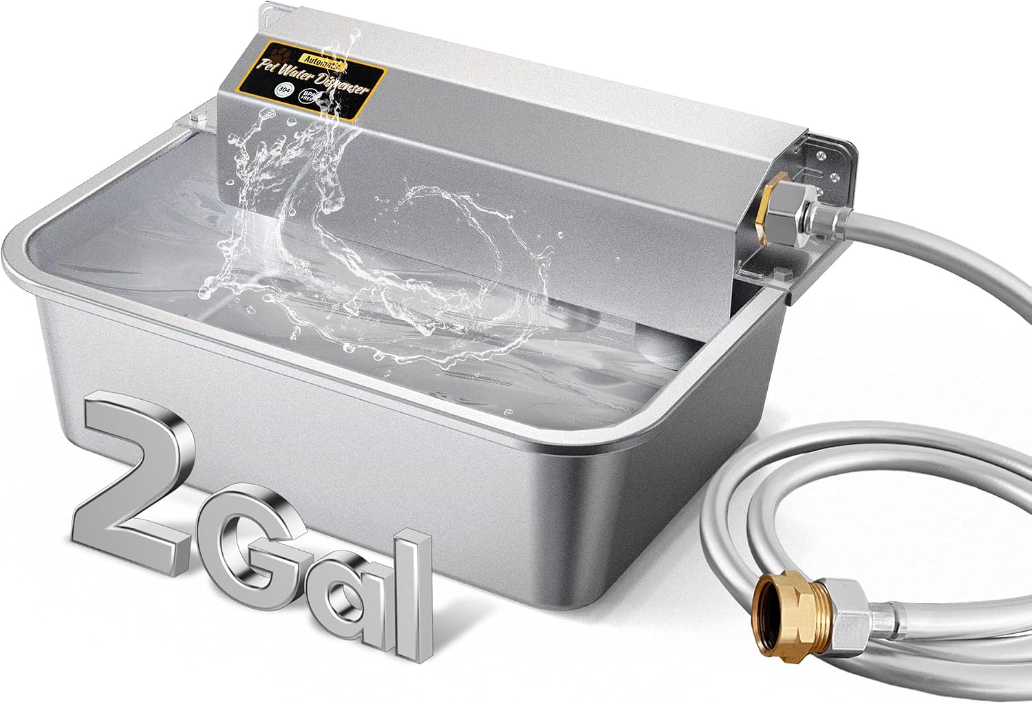 PETSOLON automatic dog water dispenser front view stainless steel bowl