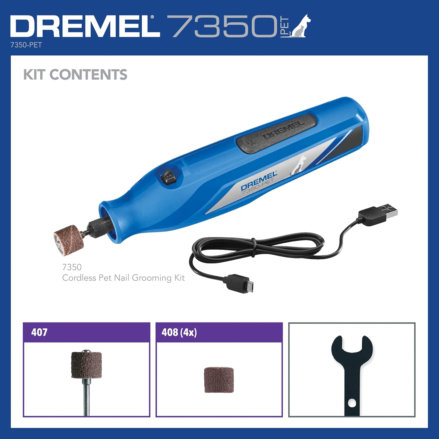 Professional pet grooming setup using Dremel rotary tool