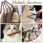 Complete five piece package layout of the Olycraft wooden handle fringe and pet grooming tool set.