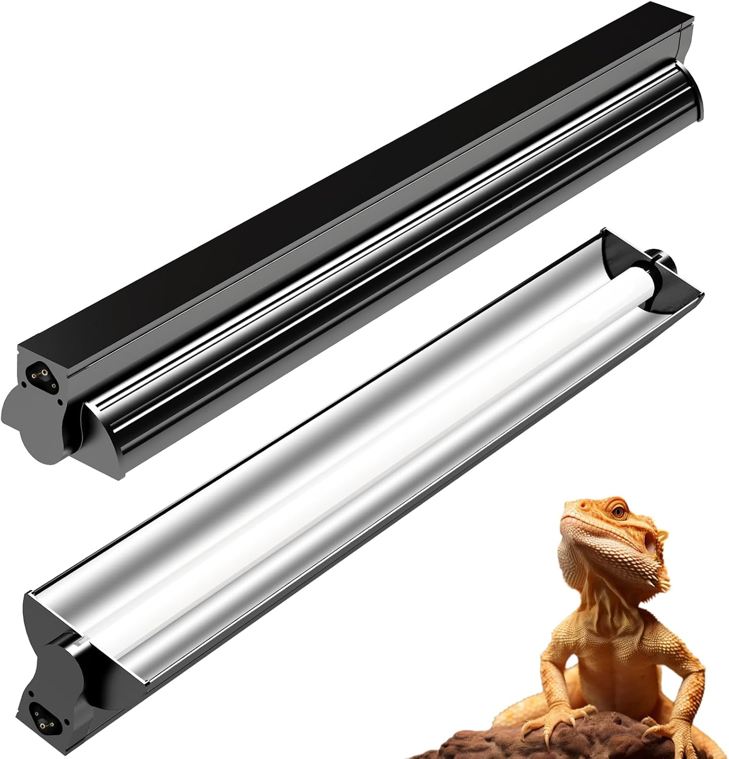REPTIDLDB T5 10.0 UVB Reptile Light Fixture front view showing the 12 inch linear lamp assembly.