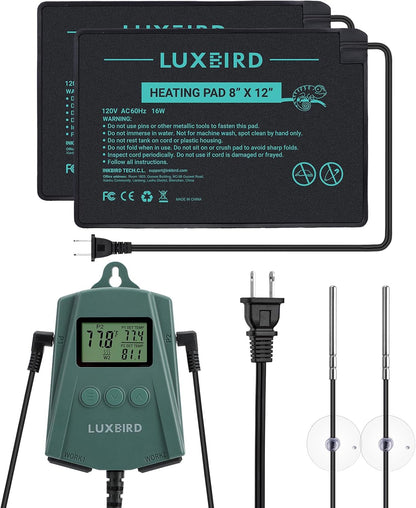 Luxbird reptile heating pad with dual thermostat controller front view
