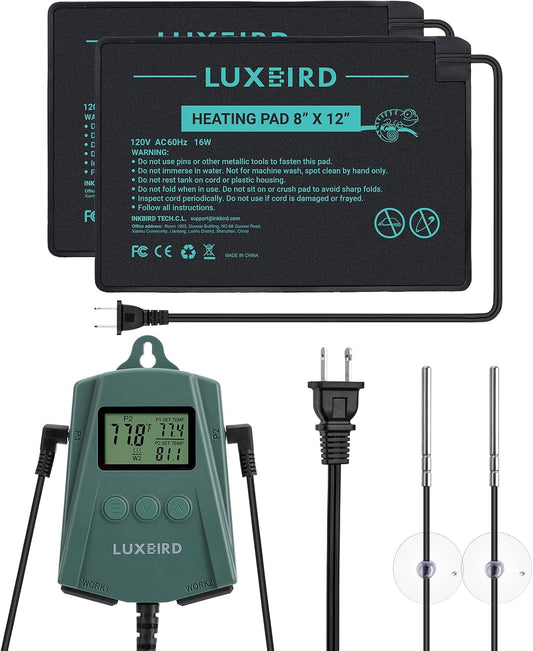Luxbird reptile heating pad with dual thermostat controller front view