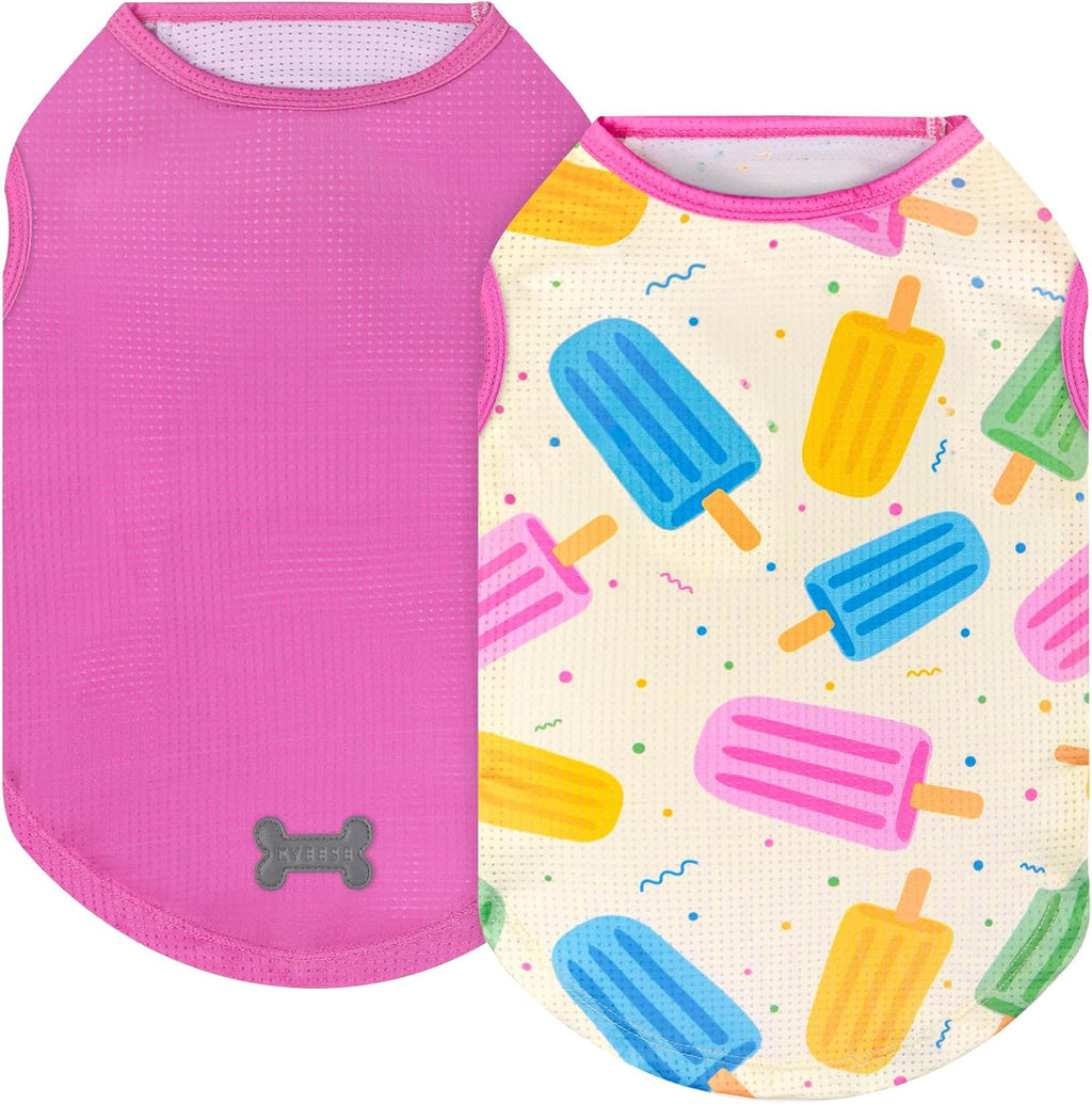 KYEESE 2Pack Dog Shirt, Lightweight Sun Protection Dog T Shirts for Small Dogs Boy Girl, Breathable Mesh Tank Top Sleeveless Pet Reflective Vest, Soft Summer Dogs Clothes, Flamingo+Blue, M - Image 14