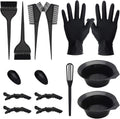 Createstar 15 pieces hair dye coloring kit front view showcasing the complete black salon tool set