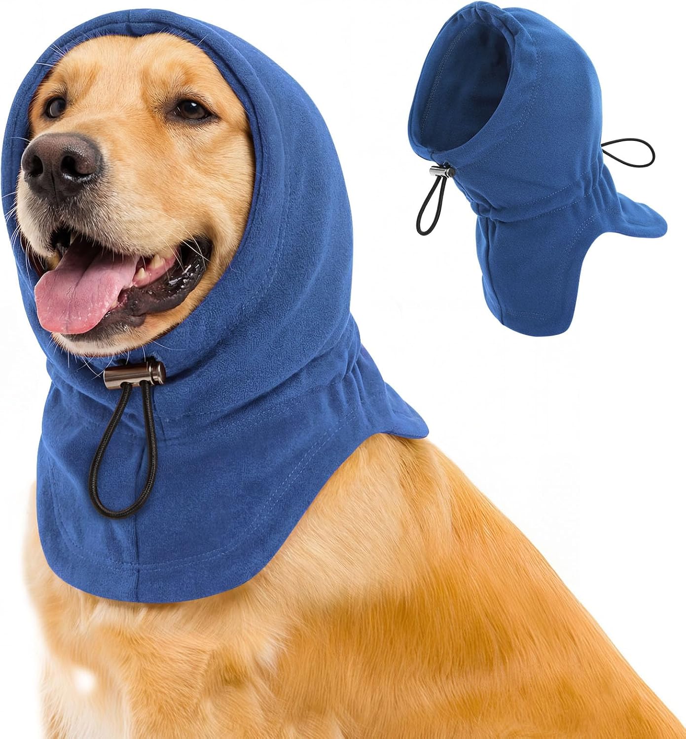 Packaging and size guide visualization for Preferhouse dog calming hoodie.