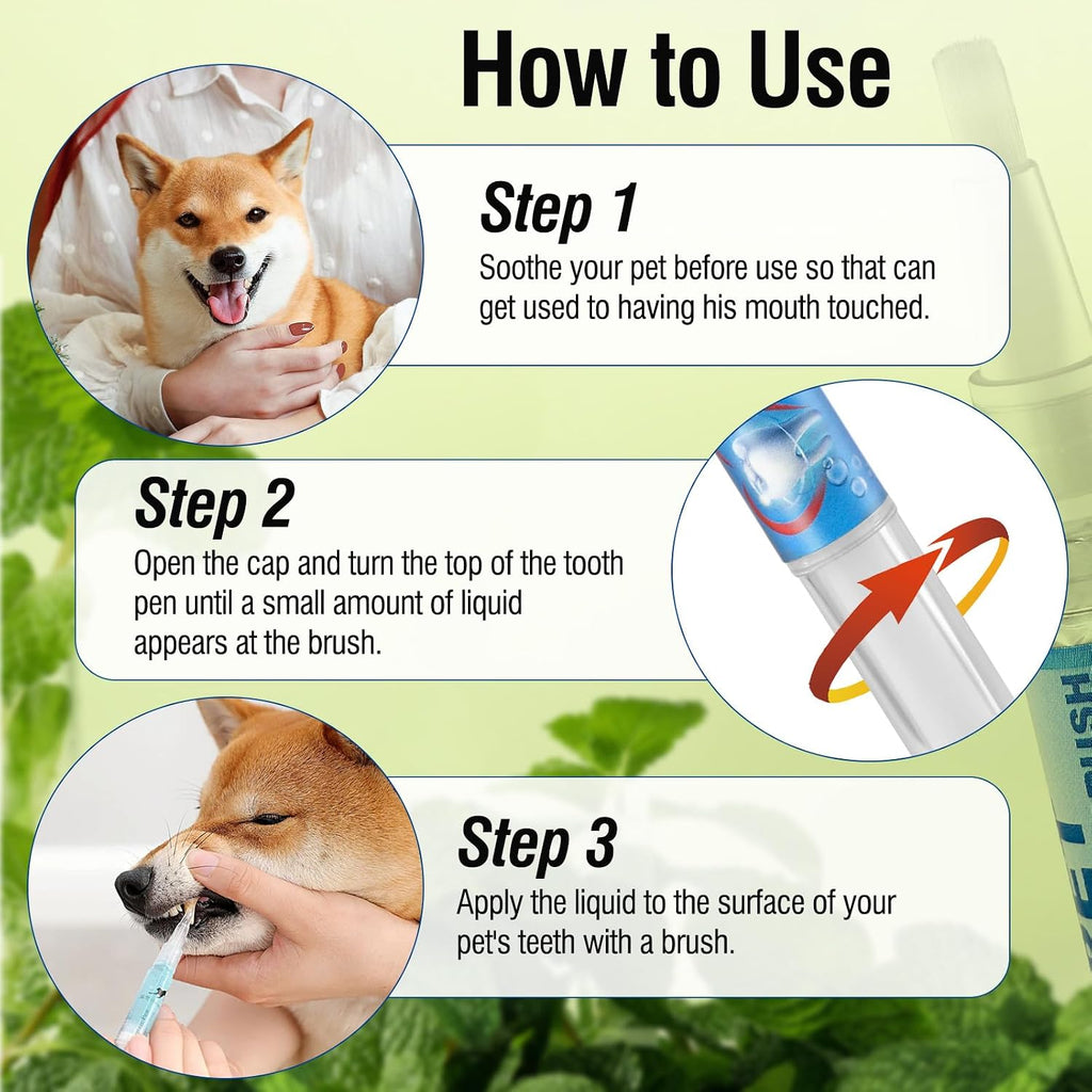 Dog and cat dental cleaning tool showing the non-slip pen design.
