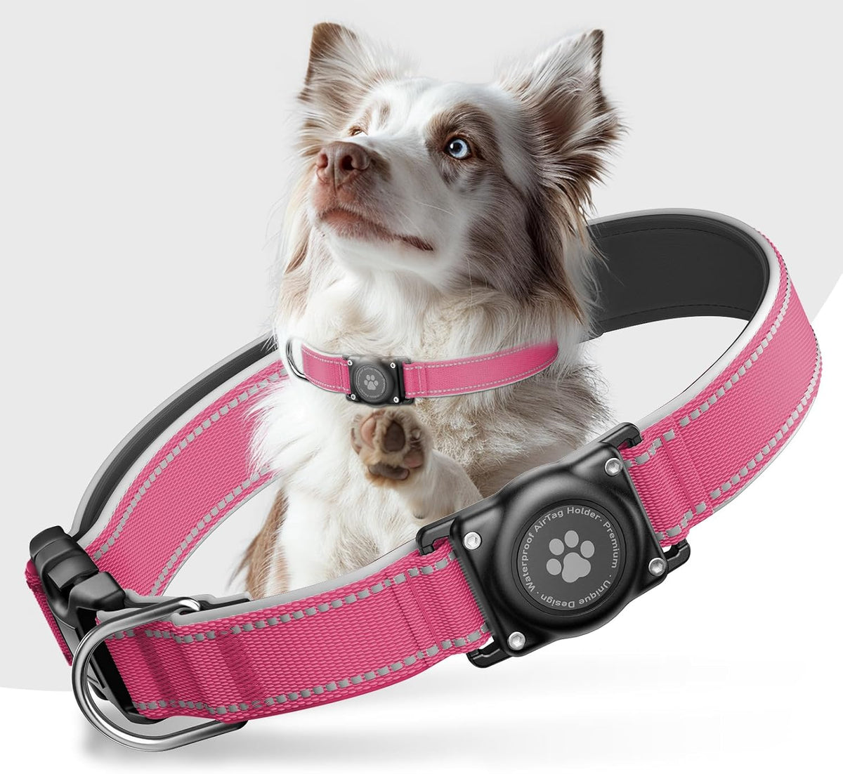 Upgraded AirTag Dog Collar, IP68 Waterproof Air Tag Dog Collar Holder, Reflective, Ultra-Durable, Comfortable Padded, Heavy Duty Dog Collars for Small Medium Large Dogs (M (12.6"-17.1"), Blue) - Image 9