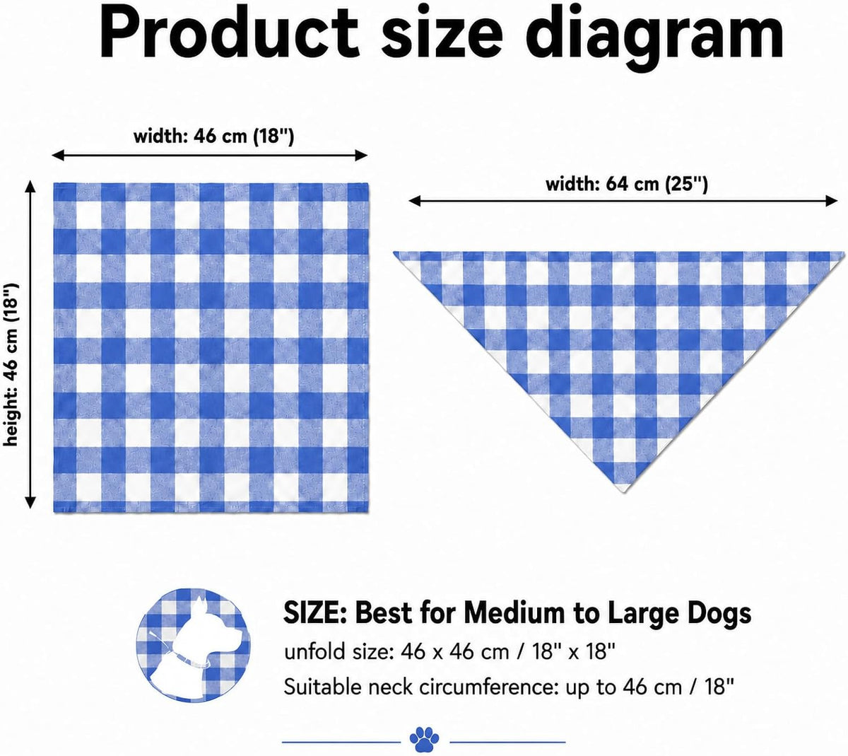 Square plaid dog bandana showing soft texture