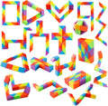 Yeetec fidget snake cube front view displaying the vibrant rainbow-colored interconnected triangular puzzle pieces.