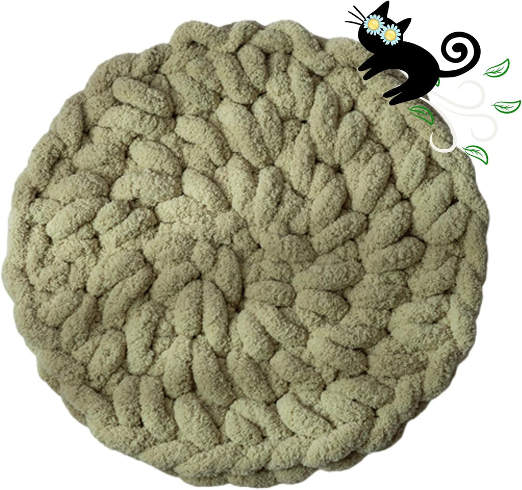 Cat Extra-Soft Kneading Mat, Handmade Washable Round Cat Pad Blanket for Indoor Kittens, Plush Breathable Cushion Bed for Cat Trees, Sofas & Floors (White,Small) - Image 10