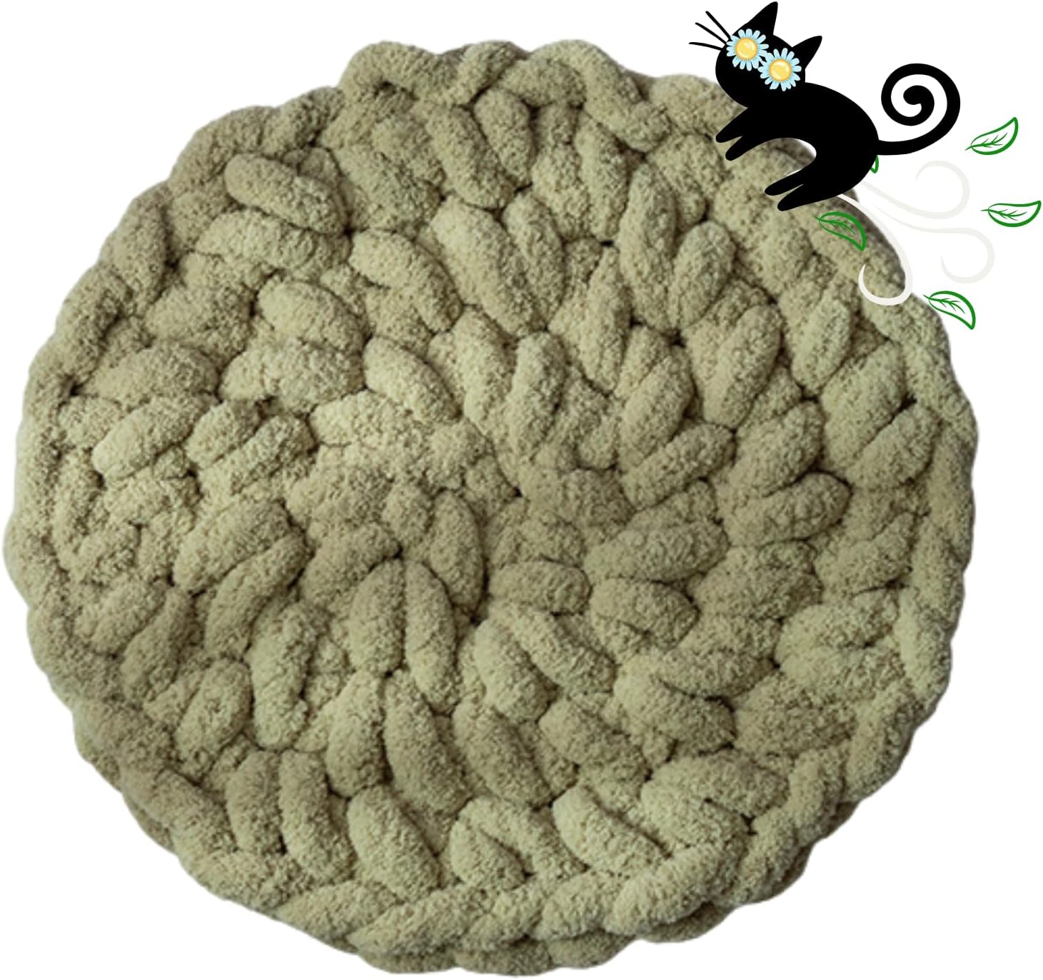 Cat Extra-Soft Kneading Mat, Handmade Washable Round Cat Pad Blanket for Indoor Kittens, Plush Breathable Cushion Bed for Cat Trees, Sofas & Floors (White,Small) - Image 10