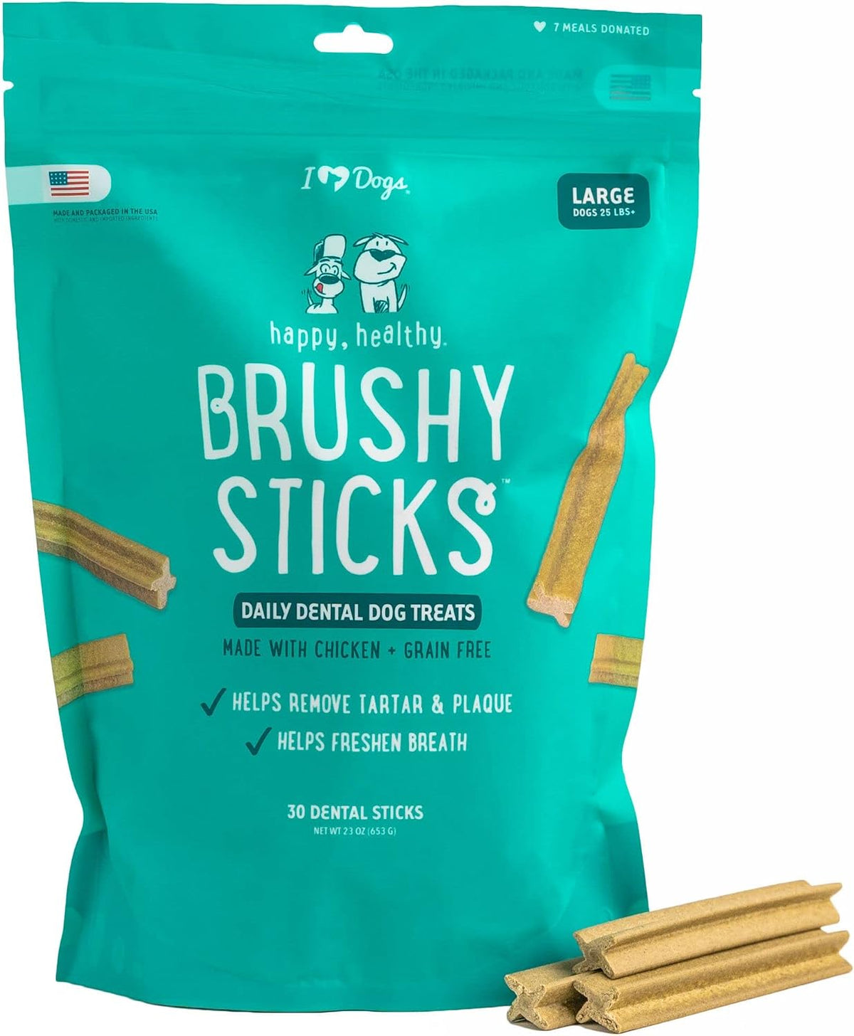 iHeartDogs Brushy Sticks - Dental Treats for Dogs Removes Plaque and Tartar Buildup - Grain-Free Dog Teeth Cleaning Chews Made with Chicken - 30 Mini Sticks - Image 9