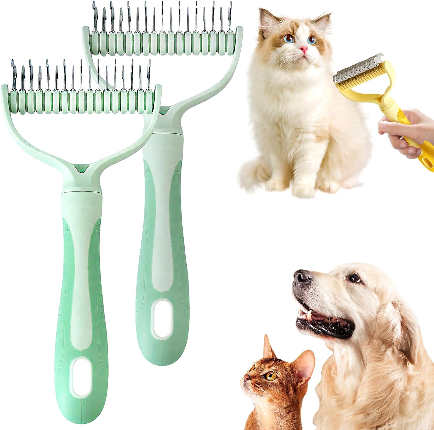 Double-Sided Pet Grooming Brush for Dogs and Cats, 2026 New Dog Deshedding Brush, Dematting Comb Removes Tangles Knots and Loose Fur, Ergonomic Pet Grooming Tool (Blue) - Image 14