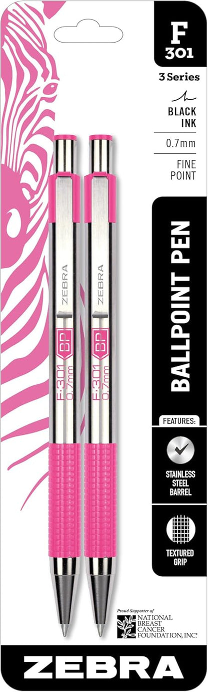 Zebra Pen F-301 Ballpoint Assorted Ink Fine Point 0.7mm Pen, Easy-Glide Ink, Stainless Steel Retractable, Non-Slip Grip, Professional Design, Ideal for Office, Journal and Planner Use, 4-Pack (27104) - Image 10