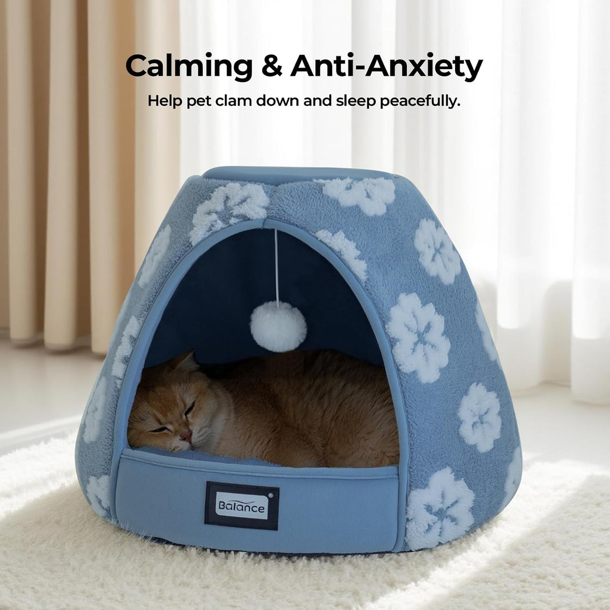 Interior view of BALANCE ultra-soft plush cat tent