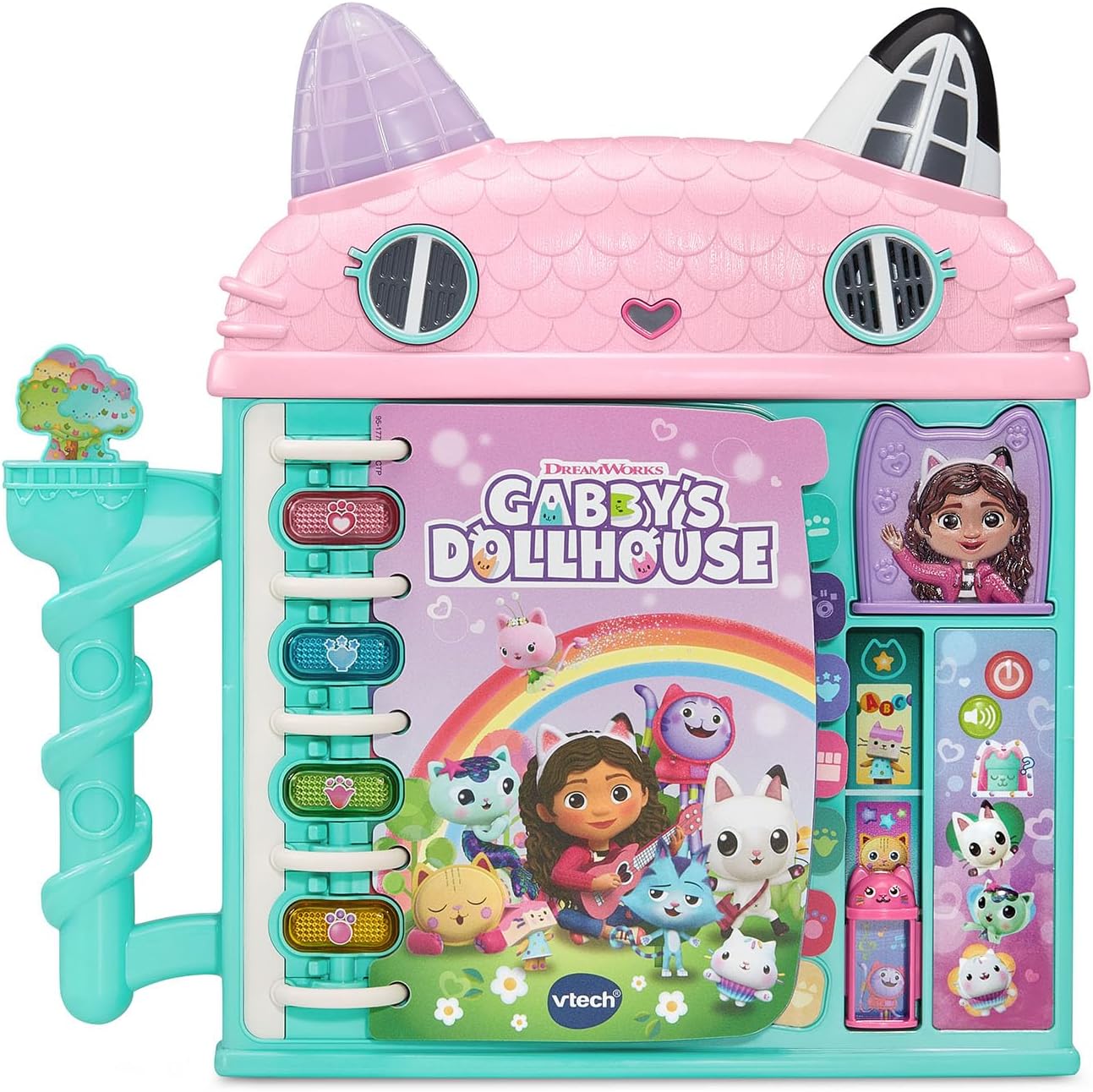 Vtech Gabby's Dollhouse Cat-a-Vator Discovery Book front view interactive toy