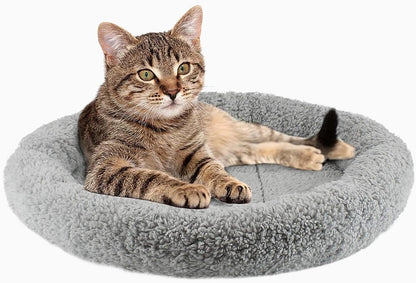 Small Cat Bed Mat Plush Pet Cushion, 15" x 10" Cat Pad with Pillow Around for Indoor Pets, Puppy Curl Sleep Self Warming Mat for Crate Carrier/Outdoor Pet Houses, Non-Slip Bottom, Small - Image 10