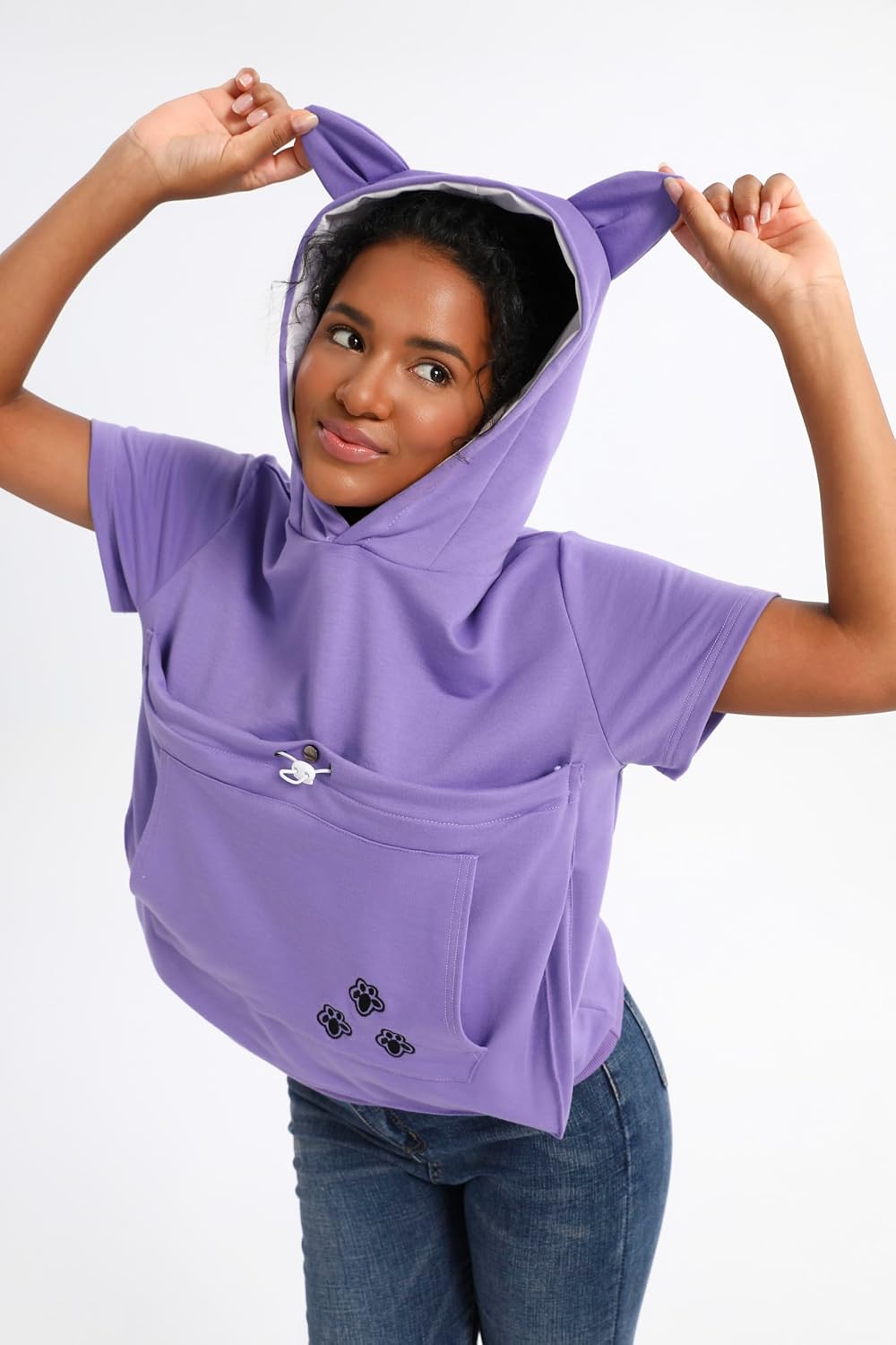 ALYC Pet Pouch Shirt Short Sleeve Kitten Puppy Holder Thin Hoodies Small Animal Carrier Sweatshirt for Women - Image 3