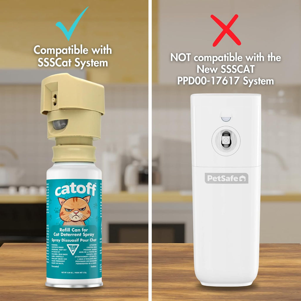 CatOFF cat deterrent spray replacement canisters showing the three point eight nine ounce size label.