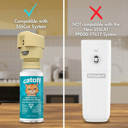CatOFF cat deterrent spray replacement canisters showing the three point eight nine ounce size label.