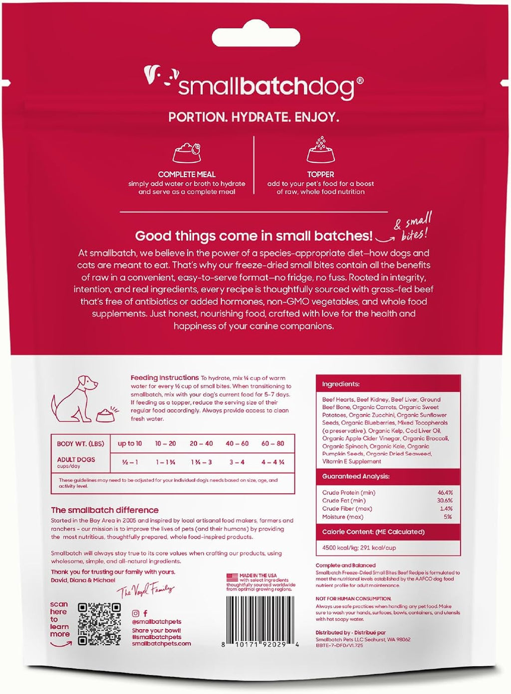 smallbatch Freeze-Dried Beef Dog Food - Grain Free, Organic Produce - Raw Dehydrated Beef Small Bites, High Protein Complete Meal or Topper - Humanely Raised, Made in USA, 7oz - Image 9