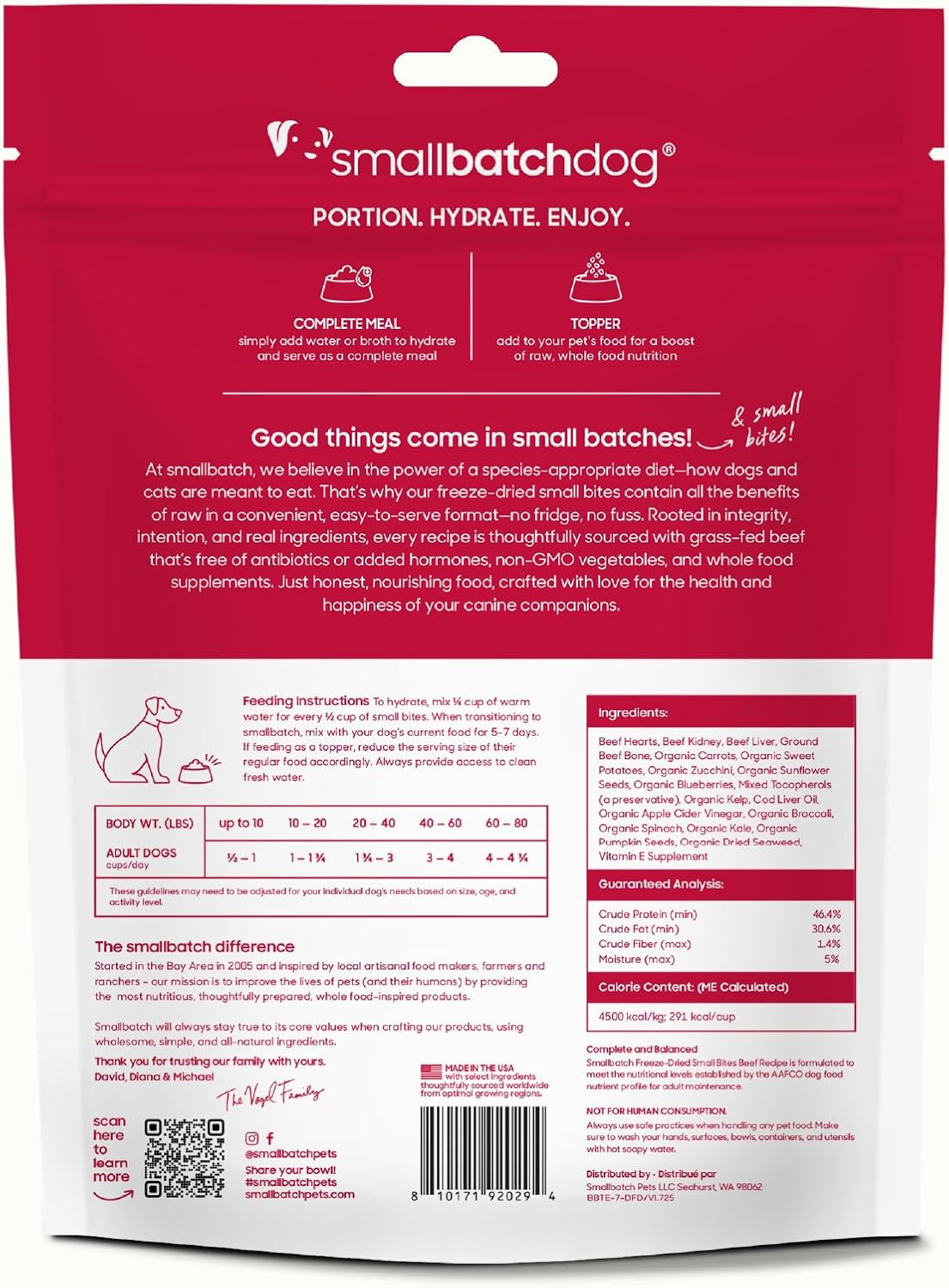 smallbatch Freeze-Dried Beef Dog Food - Grain Free, Organic Produce - Raw Dehydrated Beef Small Bites, High Protein Complete Meal or Topper - Humanely Raised, Made in USA, 7oz - Image 9