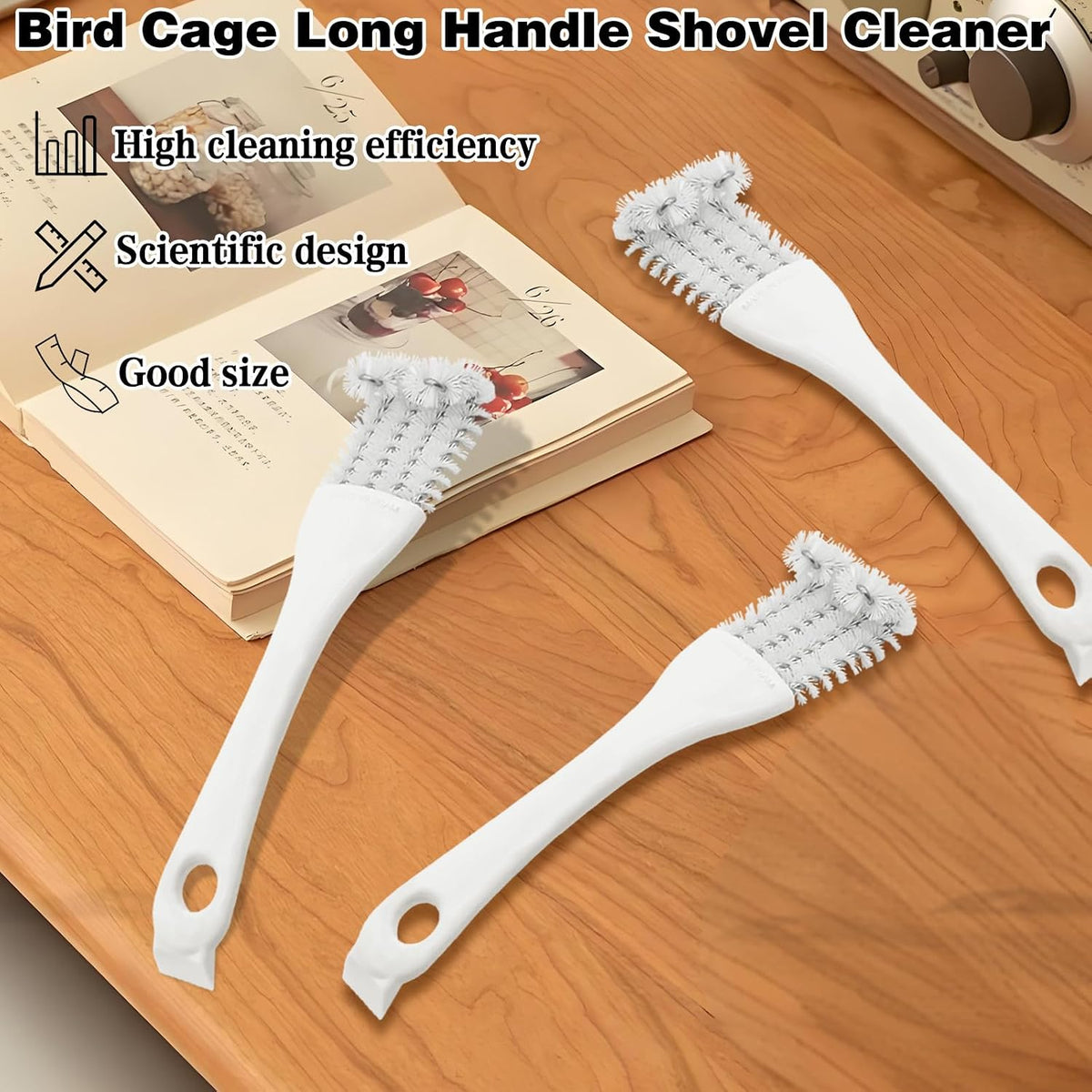 Cyuxing pet cage maintenance brush bristles and handle view