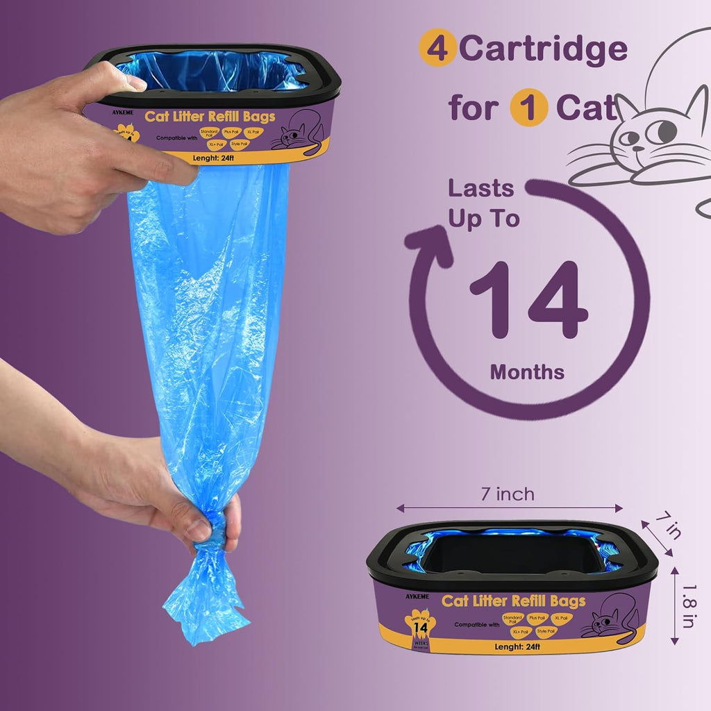AYKEME heavy duty tear resistant pet litter disposal bags cartridge top view