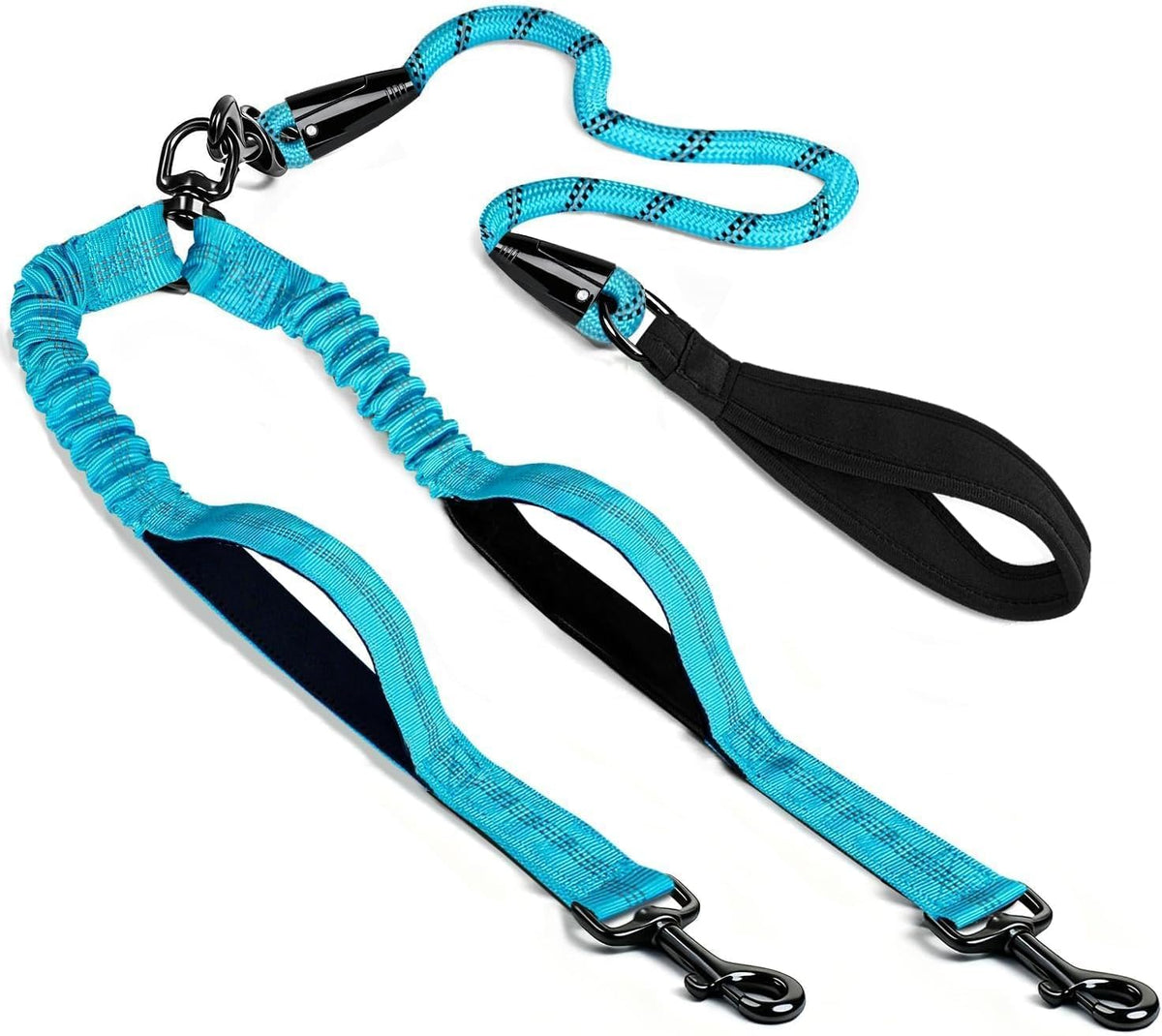 Durable Double Dog Leash Two Dog Leash No Tangle with Padded Handles & Reflective Strips for Medium Large Dogs, Comfortable Shock Absorbing Bungee for Two Dogs 18~120 Lbs - Image 10