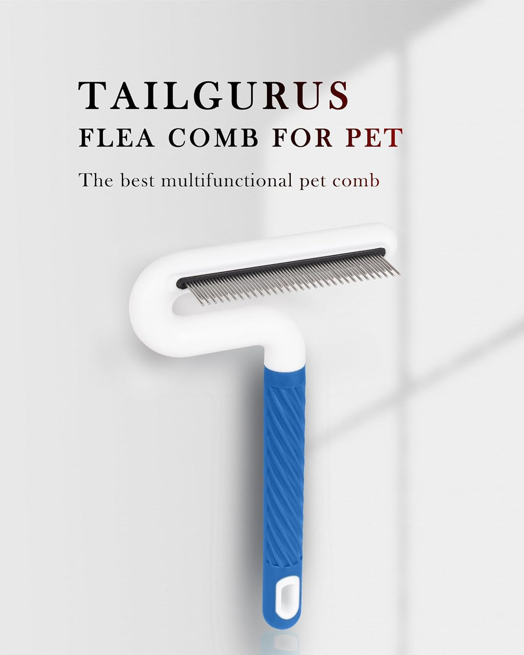 Top view of TailGurus stainless steel pet detangling brush