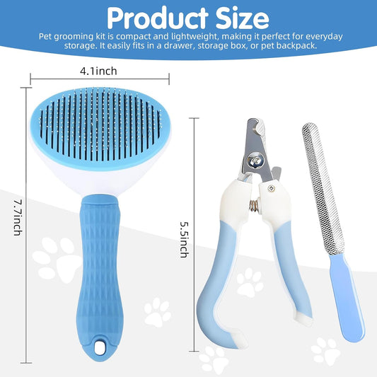 Aglads professional pet shedding set side view showcasing the ergonomic non slip handles.