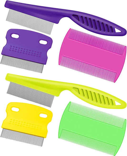 Boao six pack flea lice comb set front view showing assorted colors