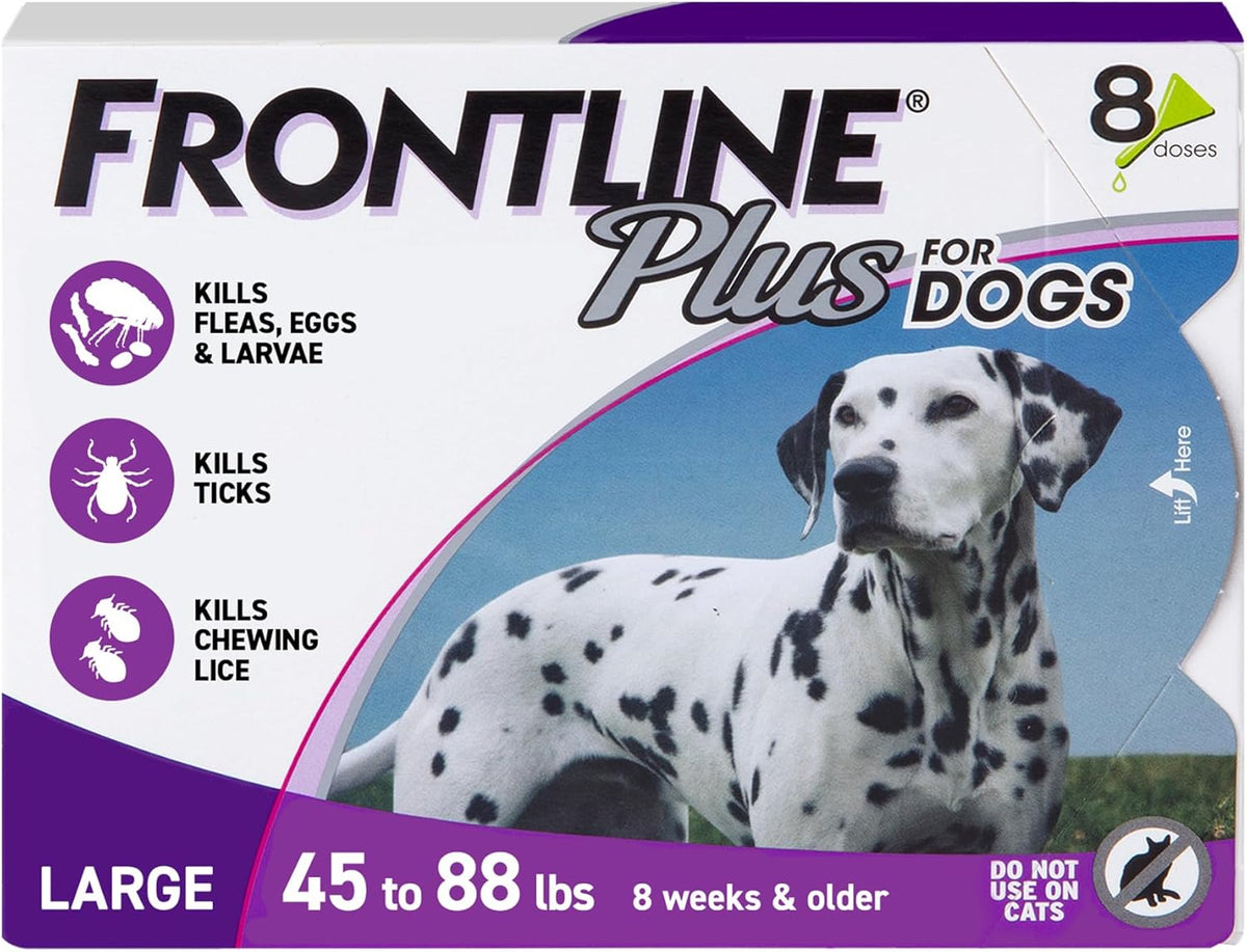 FRONTLINE Plus Flea & Tick Spot Treatment for Large Breed Dogs 45-88 lbs. (Purple) Count of 3 - Image 10