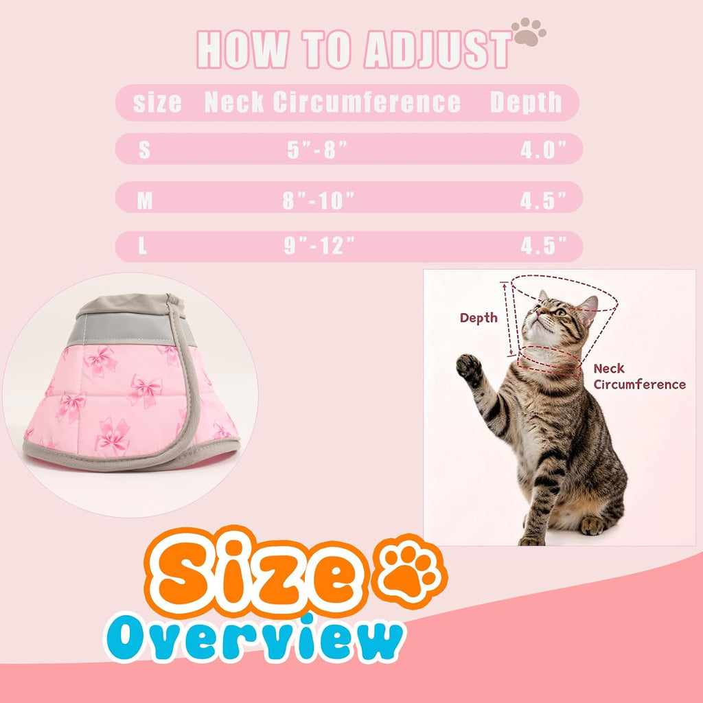 TBAMTBW cat recovery collar packaging with size guide details