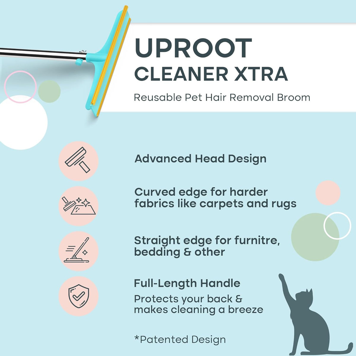 Uproot Clean Xtra metal edge detail for pet hair removal