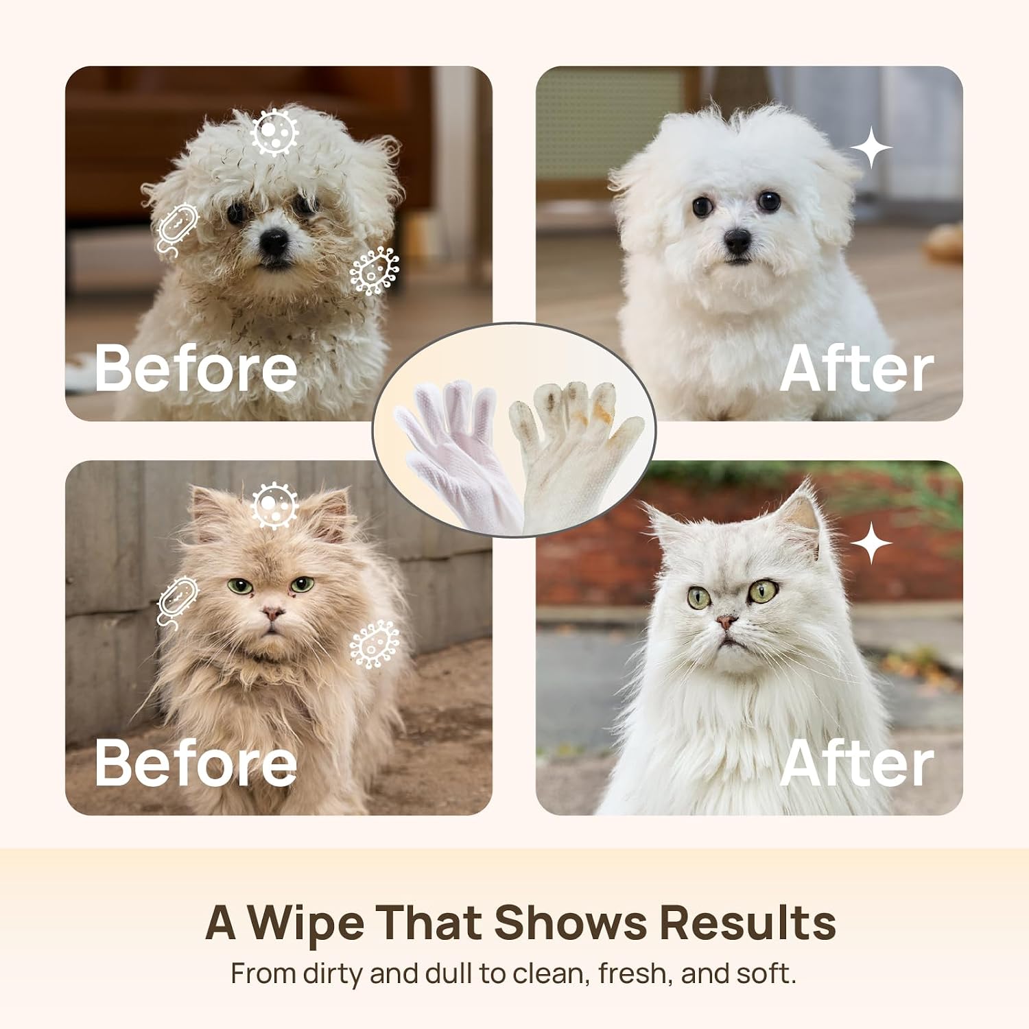 Hicc Pet no-rinse cleaning wipes for pet paws and fur