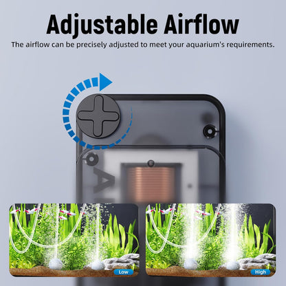Compact Aquasmith air pump showing side profile and design