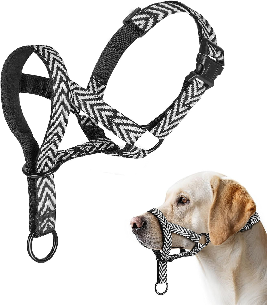 Barkless gentle dog head collar front view no pull training halter