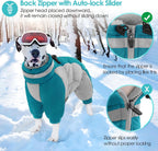AOFITEE Fullbody Dog Coat Warm Fleece Dog Jacket, Windproof Dogs Winter Coat with Harness Built in, Reflective Turtleneck Dogs Snowsuit Puffer Jacket, Four Legged Snow Suit for Small Medium Large Pet - Image 7