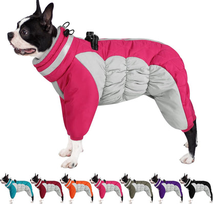AOFITEE Fullbody Dog Coat Warm Fleece Dog Jacket, Windproof Dogs Winter Coat with Harness Built in, Reflective Turtleneck Dogs Snowsuit Puffer Jacket, Four Legged Snow Suit for Small Medium Large Pet - Image 14