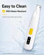 Furbona waterproof pet shaver being rinsed under running tap water.
