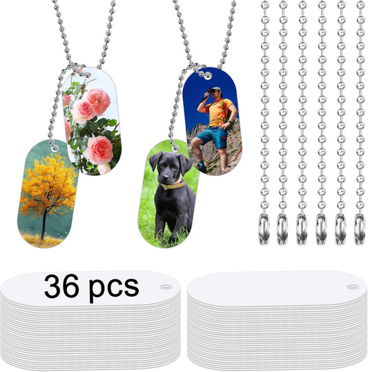 LIZOIDZSM sublimation dog tags blanks thirty six pieces kit front view