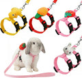 ABSOK adjustable bunny rabbit harness and leash set front view displaying premium pink vest with cute plush ornament.