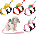 ABSOK adjustable bunny rabbit harness and leash set front view displaying premium pink vest with cute plush ornament.
