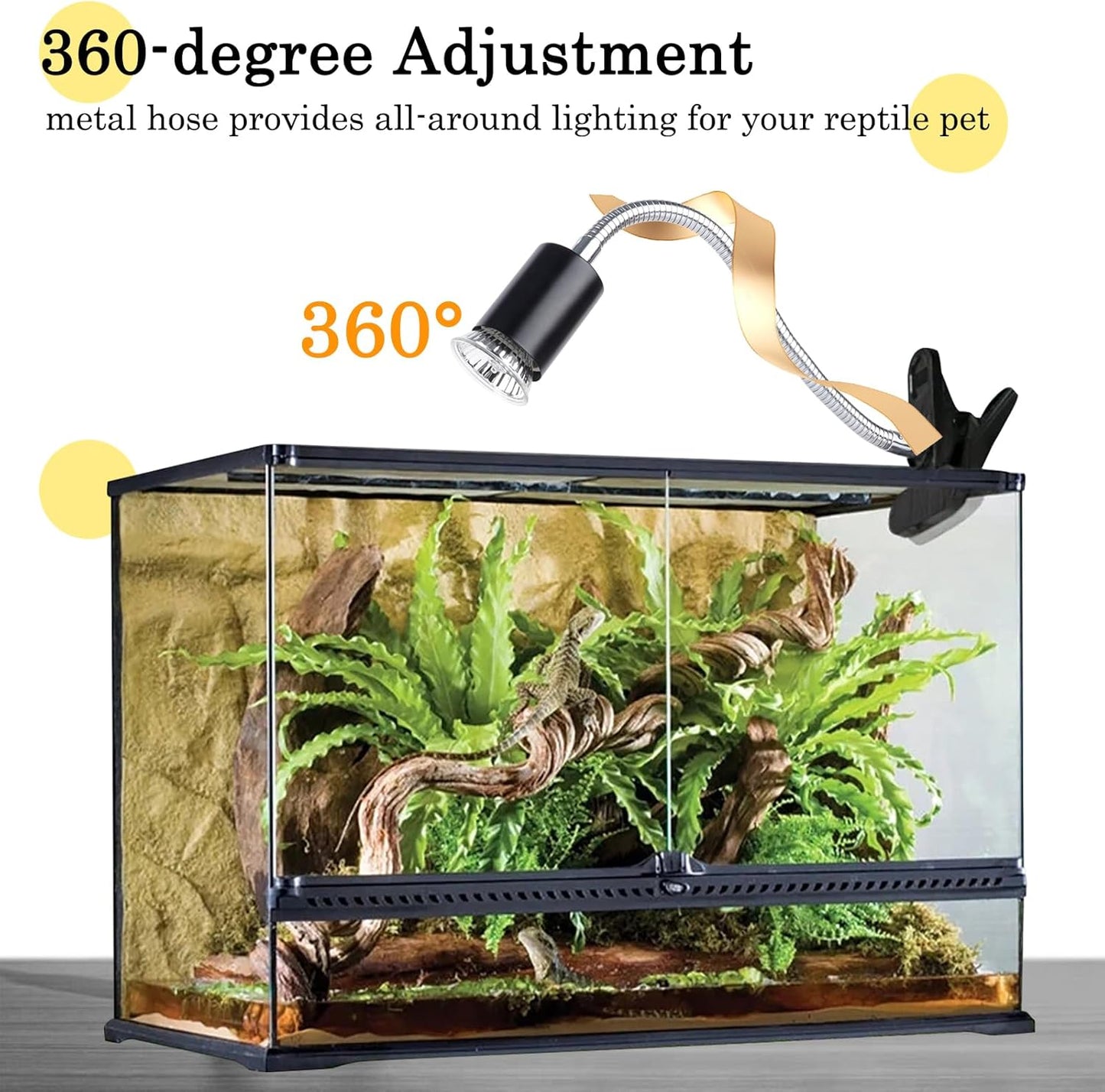 Lucky Herp reptile enclosure light fixture highlighting the inline timing and dimming controller.