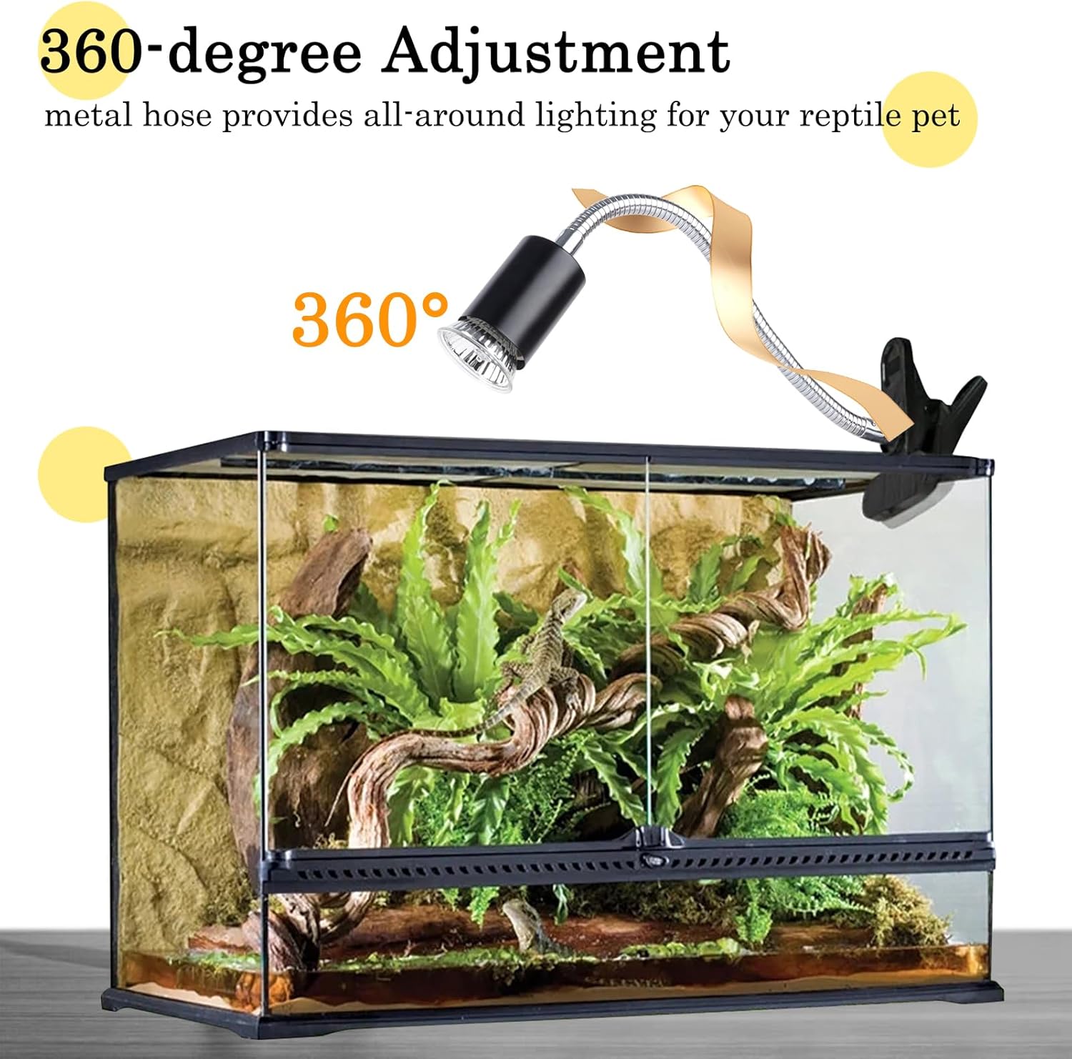 Lucky Herp reptile enclosure light fixture highlighting the inline timing and dimming controller.