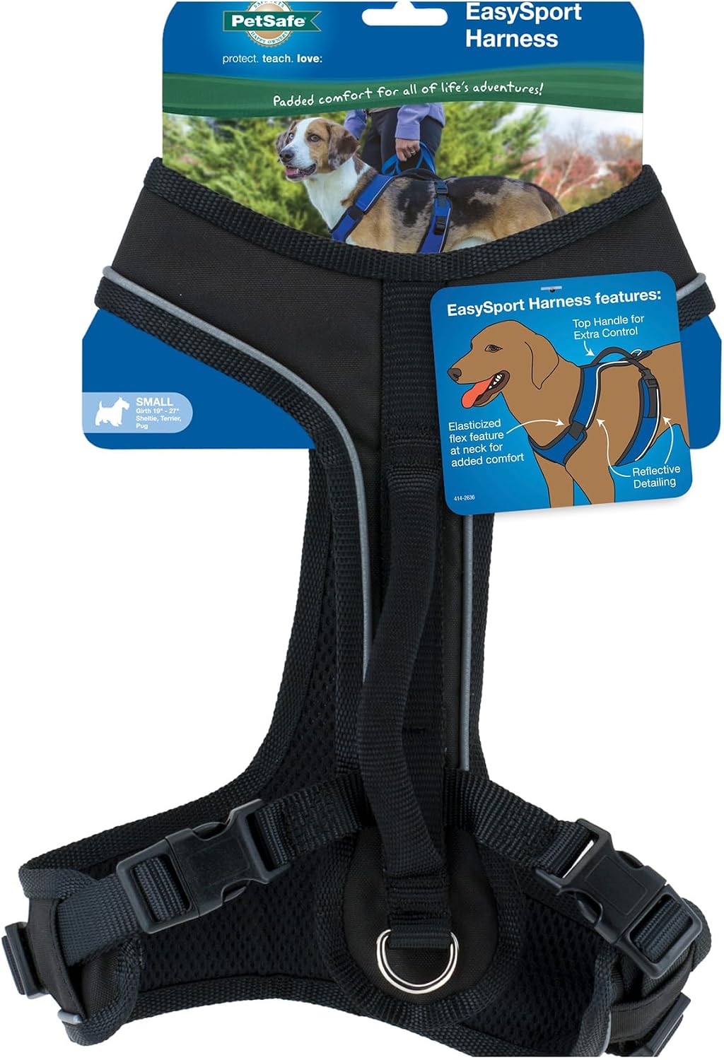 PetSafe EasySport Harness Padded Straps Fully Adjustable Elastic Neckline Best for Athletic Dogs Top Handle for Quick Control - Medium - Teal - Image 14