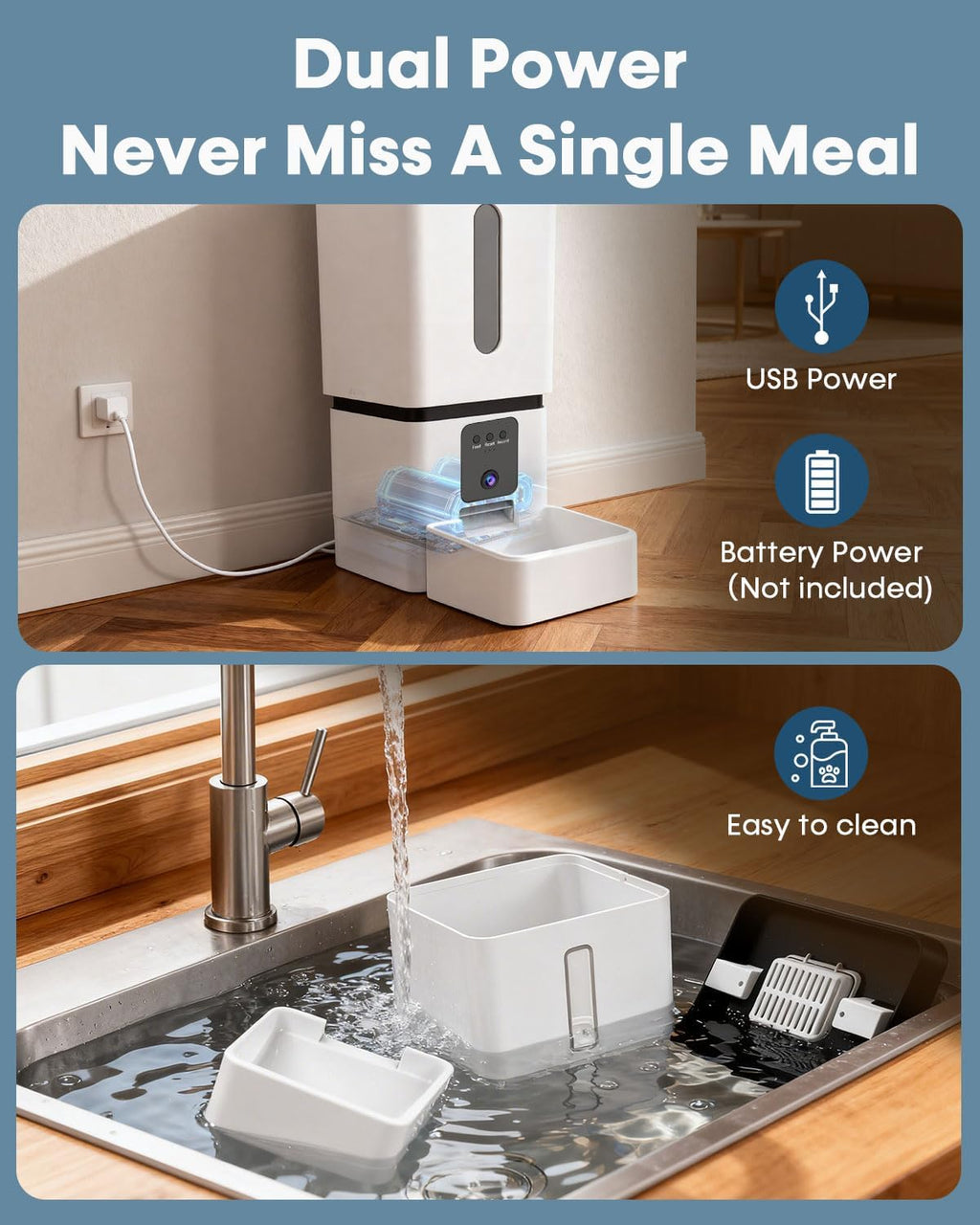 Yakry premium automatic dog feeder being used by a large breed dog in a modern home environment