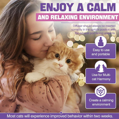 Infographic showing the recommended upright outlet placement of the bottle to prevent cat fighting.