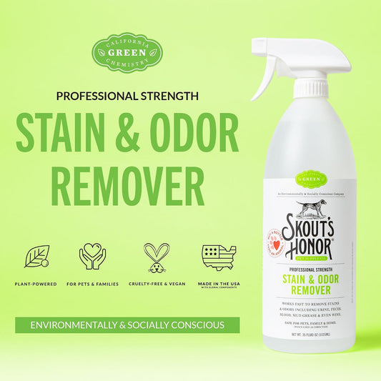 Plant-powered pet stain cleaner spray bottle for removing dog urine